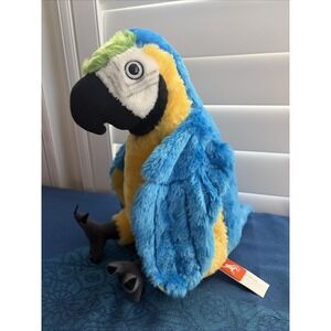 Wild Republic Parrot Macaw Plush Stuffed Animal Bird Blue Green Yellow Realistic